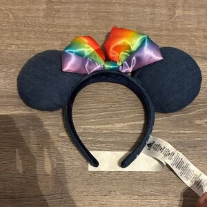 Disney Rainbow Bow Denim Ear Headband